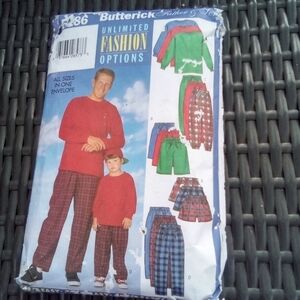 Butterick Sewing Pattern 5286 Men's S-XL Boy's 2-8 Top Shorts Pants